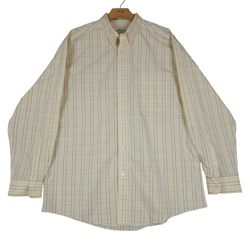 ORVIS Mens Long‎ Sleeve Button Down Shirt Plaid Classic Fit 100% Cotton L